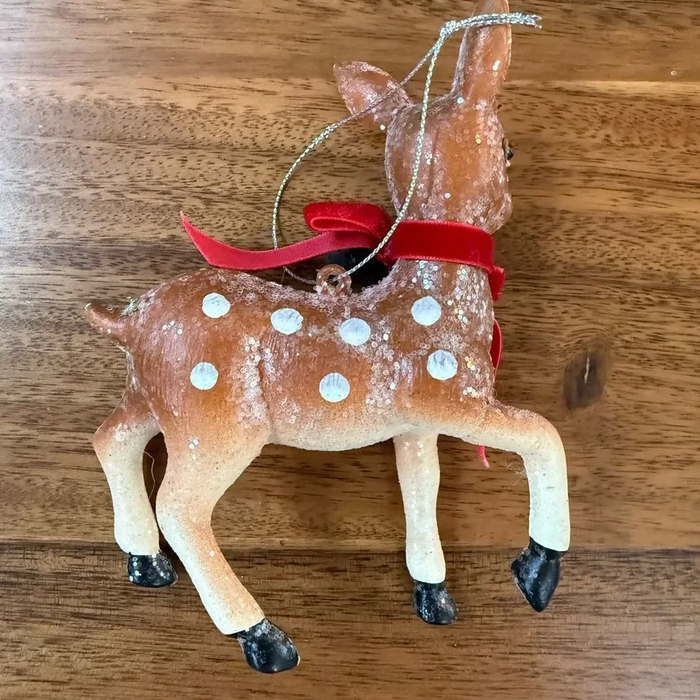 Charming Christmas Reindeer Ornament Set, Brown White